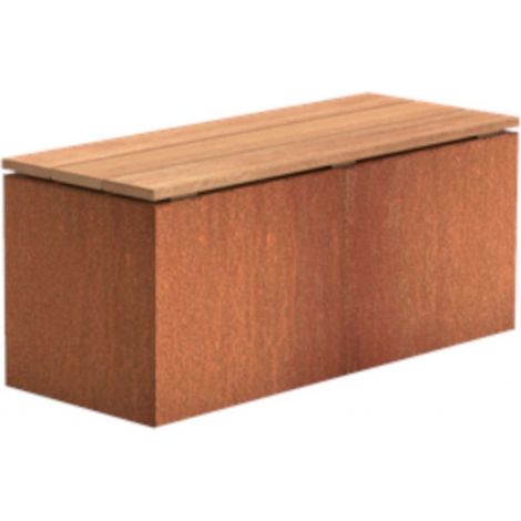 Adezz Sitzbank Sockel mit Sitz Corten-Stahl Hartholz Gartenbank Sitzfläche 100x40x43 cm (1/5)