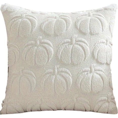 Taie d'oreiller citrouille de luxe haut de gamme « Lumière d'automne », blanche, idéale pour décorer canapé et salon. (1/5)