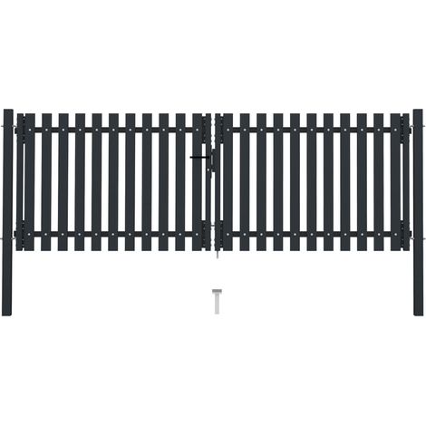 Portail de clôture à double porte Acier 306x150 cm Anthracite vidaXL (1/5)