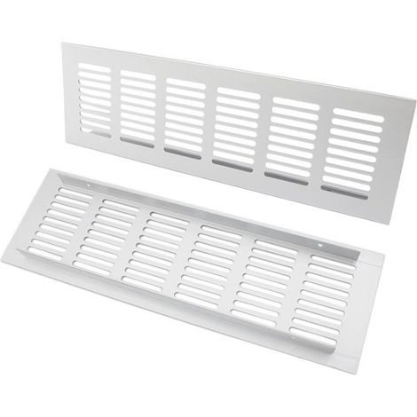 Grille de ventilation - 250 x 80 mm - Blanc - Alliage d'aluminium - Lot de 2 pièces - Couvercle de ventilation - Dissipation de la chaleur - Vis incluses (1/5)