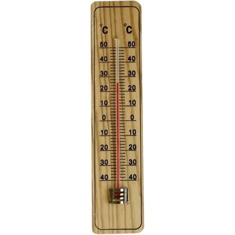 Thermomètre mural - Bois - 22 cm - Plage de mesure : -40 °C à +50 °C - Intérieur et extérieur - Décoratif (1/5)
