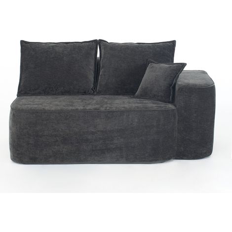 Klassisches Sofa 2-Sitzer Loungesofa mit Seitentaschen und Kissen, sofort einsatzbereit, Chenille Schwarz (1/5)