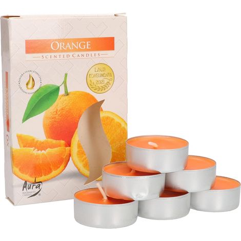 KOTARBAU Lot de 6 bougies chauffe-plat parfumées Orange Durée de combustion 4 heures (orange)