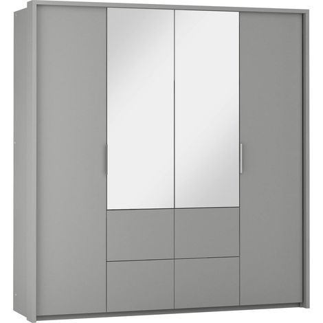 Armario Honolulu 139, Gris, 217x208x65cm, Puertas de armario: Con bisagras, Número de estantes: 6 (1/5)