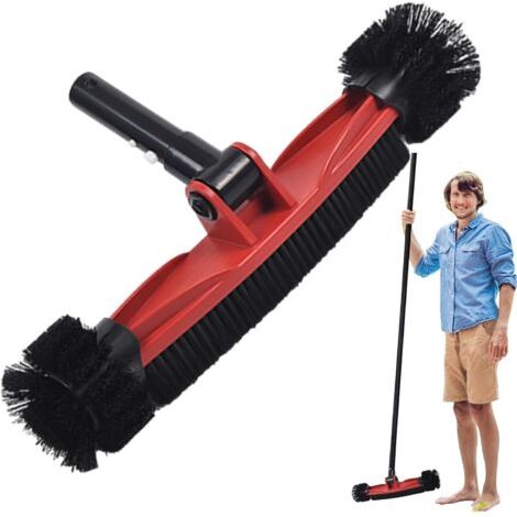 Brosse de piscine avec poignée rotative à 180 °, brosse à algues avec poils solides, brosse de nettoyage pour parois de piscine