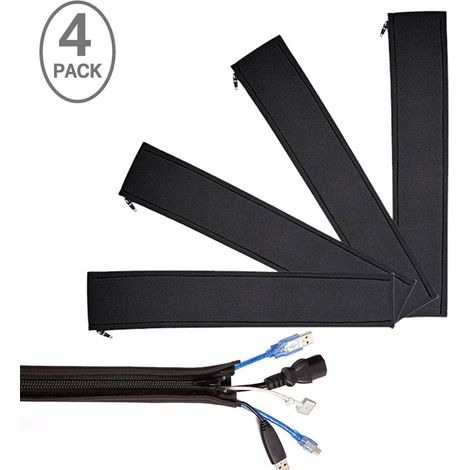 Gaine De Gestion De Câbles - Néoprène Extensible 50 cm - Pour TV Ordinateur Multimédia - Lot De 4 (1/5)