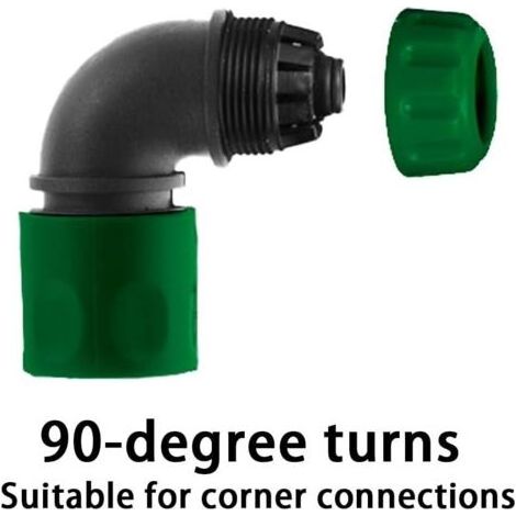 Lot de 4 Adaptateurs Coudés à Raccord Rapide pour Tuyau d'arrosage 12-13 mm, Connecteurs Rapides Coudés 90 Degrés, Adaptateur de Tuyau d'arrosage, pour Irrigation, Lavage de Voiture (Vert) (1/5)