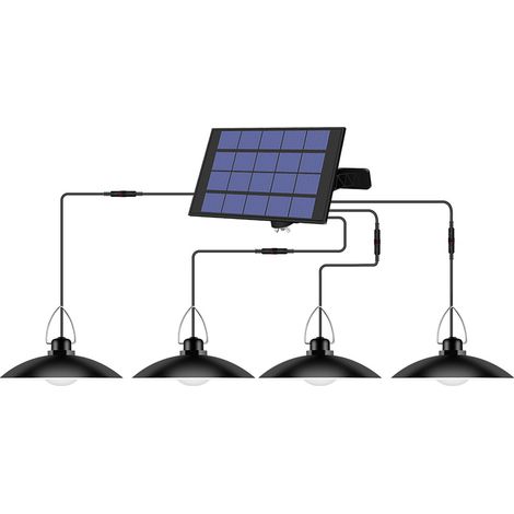 Suspension solaire avec panneau réglable, capteur d'éclairage marche/arrêt automatique, étanche IP65, idéale pour l'extérieur et l'intérieur (jardin, terrasse, cour) et le rangement. (1/2)