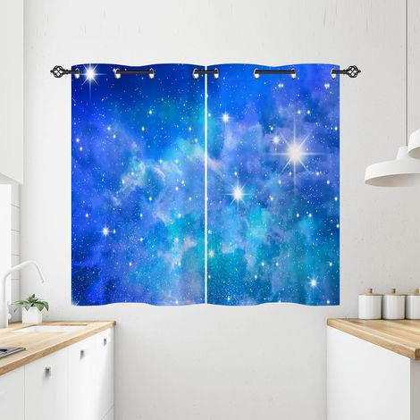 Rideau Occultant Espace Bleu Galaxie Nébuleuse Rideau Thermique Isolant Tenture Opaque à Oeillets Draperies Intérieurs pour Maison Chambre Salon 2 Panneaux L 60 x H 90 cm - 60L X 90H cm (2 Panneaux) (1/5)