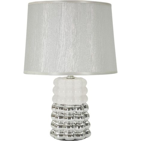 Lampe à Poser en Céramique "Lace" 33cm Argent & Blanc (1/5)