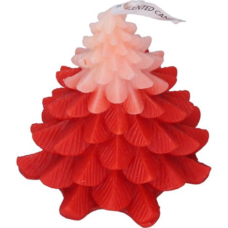 Bougies Parfumées en Forme de Sapin de Noël - Décoration de Table Élégante pour Chambre, Blanc et Rouge (1/5)
