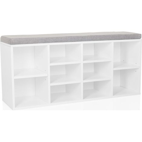 Schuhschrank / Kommode ESTHA 10 103,5x29,5x4 cm 10 Fächer weiß hjh LIVING