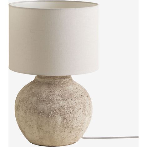 SKLUM Aloia Tischlampe aus Leinen und Terrakotta Weiß