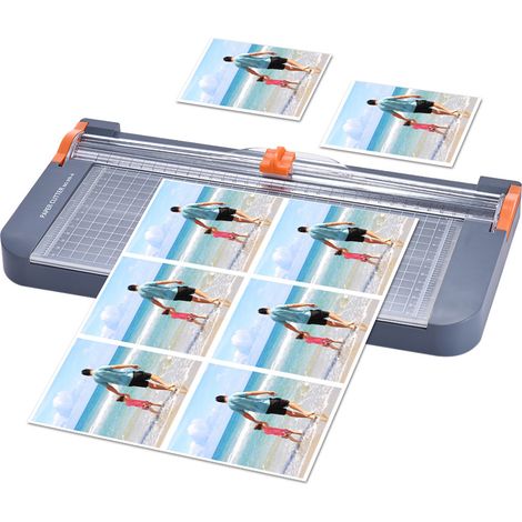 Coupe-papier A4 multifonction avec massicot et 5 bacs de rangement, portable pour découpe de photos, étiquettes et papier (1/5)