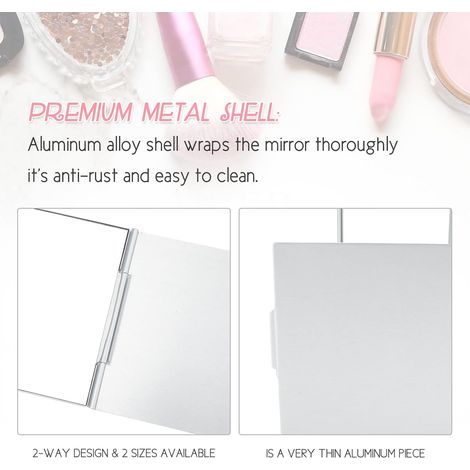 Petit miroir de voyage - Miroir de poche compact et pliable - Petit miroir de table léger pour les voyages et le maquillage 11,5 x 8 cm (1/3)