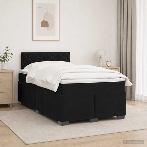 Lit boxspring avec matelas Noir 120 x 190 cm Velours (1/5)