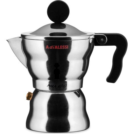 Cafetiere Espresso Design, Corps en Aluminium, Poignee et Bouton en Resine Thermoplastique, 1 Tasse (1/5)