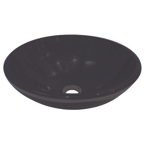 ONDEE ZEN - Vasque ronde à poser VITORIA - Céramique noire - 42cm - Sans trop plein