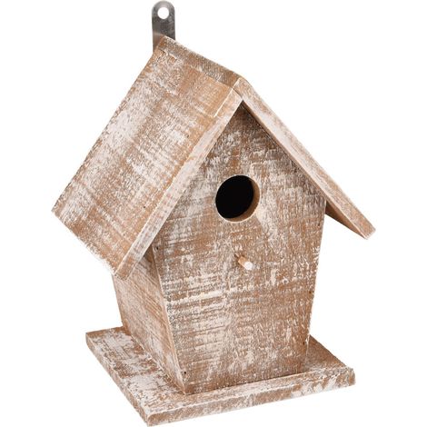 Nichoir pour oiseaux GIO en bois 19 x 15 x 23 cm blanc /brun - Flamingo (1/2)