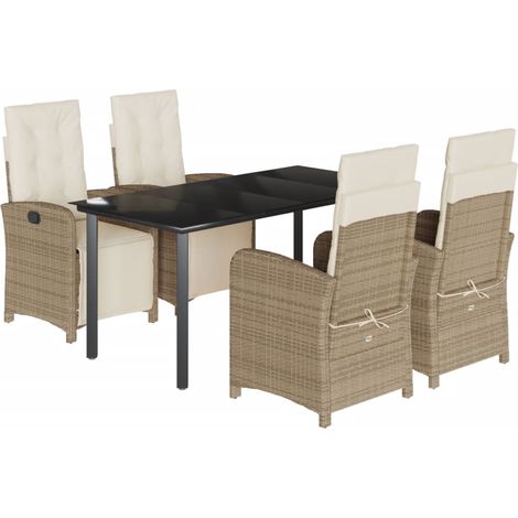 Maison Exclusive - Set comedor de jardín 5 pzas con cojines ratán (1/5)