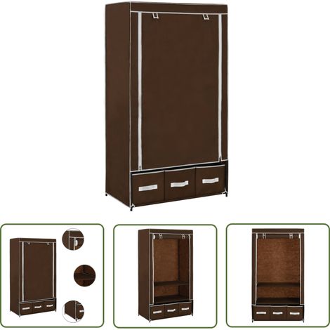 The Living Store Kleiderschrank Braun 87 x 49 x 159 cm Stoff - Kleiderschrank - Schlafzimmermöbel - Stauraum - Aufbewahrung - Textilschrank (1/5)