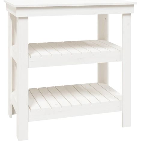 vidaXL Banco de trabajo Blanco 78,5 x 50 x 80 cm Madera de Pino Maciza (1/2)