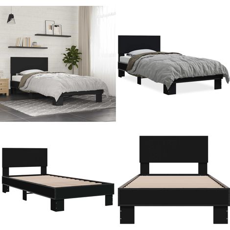 Bettgestell Schwarz 75x190 cm Holzwerkstoff und Metall - Bettes - Doppelbett - Boxspringbetten - Bettwäsche - Schlafzimmermöbel - Home & Living