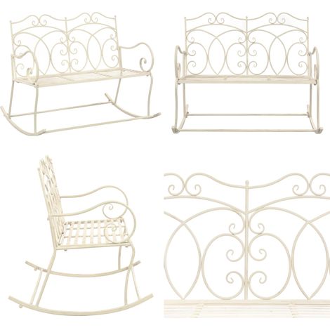 Banc de jardin 104 cm Fer Blanc antique - Banc De Jardin - Banc Extérieur - Mobilier De Jardin - Fer Forgé - Blanc Antique - Home & Living (1/5)