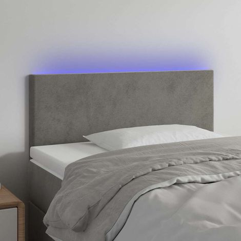 vidaXL Cabecero con LED de terciopelo gris claro 80x5x78/88 cm (1/5)