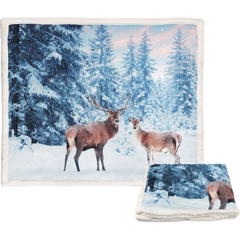PLAID coperta IN PILE SHERPA fantasy HD coppia di CERVI (1/5)