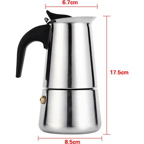 Italienische Kaffeemaschine aus Edelstahl (200 ml) für den Herd zu Hause oder im Büro (1/3)