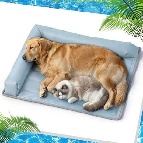 Tapis Rafraichissant Chien Chat, Coussin de Tapis de Refroidissement en Soie Glacée Respirant Non Toxique 69 x 99 cm, Extérieur, Camping et Voiture