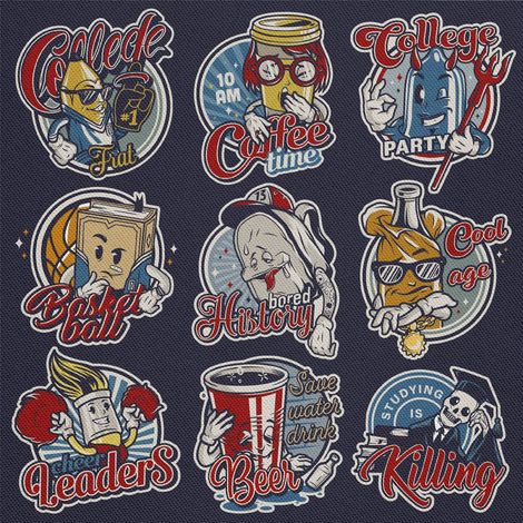 Telas decorativas para exteriores Oxford - Juego de motivos con emblemas universitarios I DX594 (1/5)