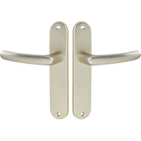 1 Ensemble Poignée De Porte Sur Plaque Bec De Cane Entraxe 165 Mm Aluminium Finition Champagne Pour Cuisine Salon (1/5)