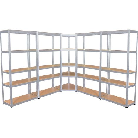 5 étagères XXL spécial angle pour grand garage - Hauteur 2m20 - Étagères de coin charges très lourdes -1325 kg - Montage facile (1/5)