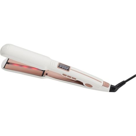 Lisseur de cheveux infrarouge céramique tourmaline fer à friser avec écran LCD, outil de coiffage professionnel pour salon, blanc (1/5)