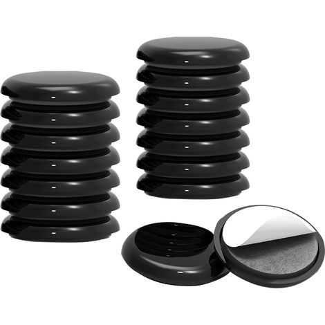 Lot de 16 patins autocollants pour meubles pour moquettes, déplacement de meubles lourds rapidement et facilement – Noir, 19 mm (1/5)