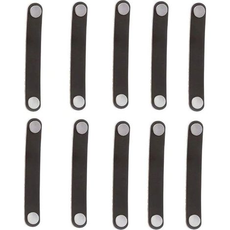 Lot de 10 poignées de porte de tiroir rétro en cuir noir de 128 mm pour armoire, porte-documents, valise, cave à vin, boîte en bois, coffret cadeau, boîte à chaussures, accessoires de meubles (1/5)