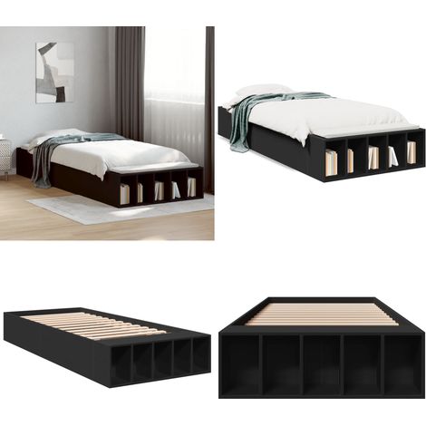 Cadre de lit sans matelas noir 100x200 cm - Cadre De Lit - Lit Double - Lit Noir - Meuble Design - Rangement Sous Lit - Home & Living (1/5)