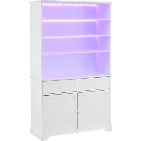 Vitrine 100 x 38 x 170 cm, meuble vitrine sur pied avec 2 portes, vitrine en verre avec LED, meuble de salon de 100 cm de large, meuble multifonction avec 2 tiroirs, grand meuble, bibliothèques, vitri (1/5)
