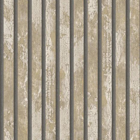 Fine Decor Carbon Oxidize Natural Wallpaper Wood Panel Metallic Feature Wall (1/4)
