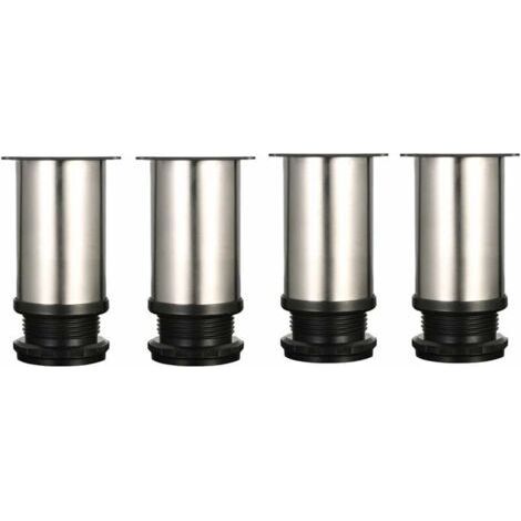 4 verstellbare Füße, 8 cm hoch, verstärkte Schrankfüße, Tischfüße, Möbelfüße, gebürsteter Edelstahl, höhenverstellbar von 0 bis 15 mm. Inklusive Edelstahlschrauben. (1/5)