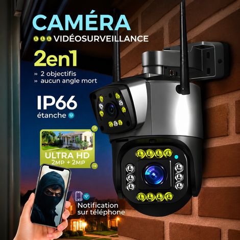 Caméra WiFi noire avec alimentation standard européen, connexion réseau WiFi 200W pixels (2 MP), 23 × 14 × 18 cm, 800 g – Livraison gratuite (1/5)