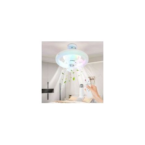 Ventilateur de plafond avec lumière, télécommande, ventilateur de plafond RGB avec douille E27, 3 couleurs, câble d'extension (1/5)