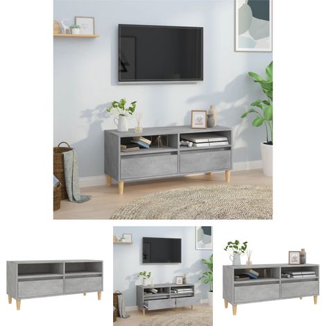 Wohnzimmer - vidaXL TV-Schrank Betongrau 100x34,5x44,5 cm Holzwerkstoff - Stauraum (1/5)