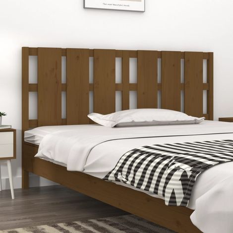 Cabecero de cama madera maciza pino marrón miel 185,5x4x100 cm vidaXL (1/5)