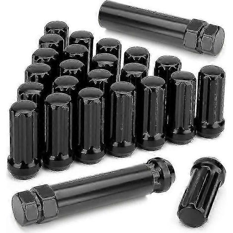 Écrous de roue M14x1,5, 24 pièces, 14 mm x 1,5 mm, écrous coniques à entraînement cannelé à 7 dents, 2 pouces de long, noirs, 2 pièces. (1/5)