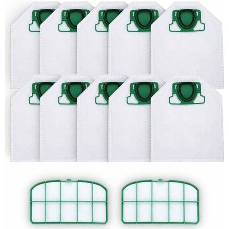 10 vacuum cleaner bags with 2 HEPA filters for Vorwerk Kobold VK200 FP200, premium 5-layer microfleece for allergy sufferers (1/4)