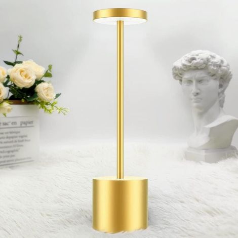 Lampe de table rechargeable sans fil Ulisem, lampe de bureau LED 5000 mAh, design en métal avec chargement USB, 3 modes de couleur pour chevet, terrasse, restaurant, extérieur (1/4)