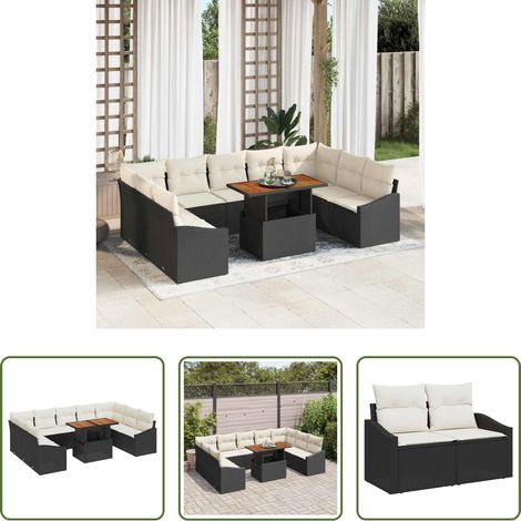 Terrassensofa - Garten-Sofa-Set mit Speicher 10 pcs Schwarz Poly Rattan (1/5)